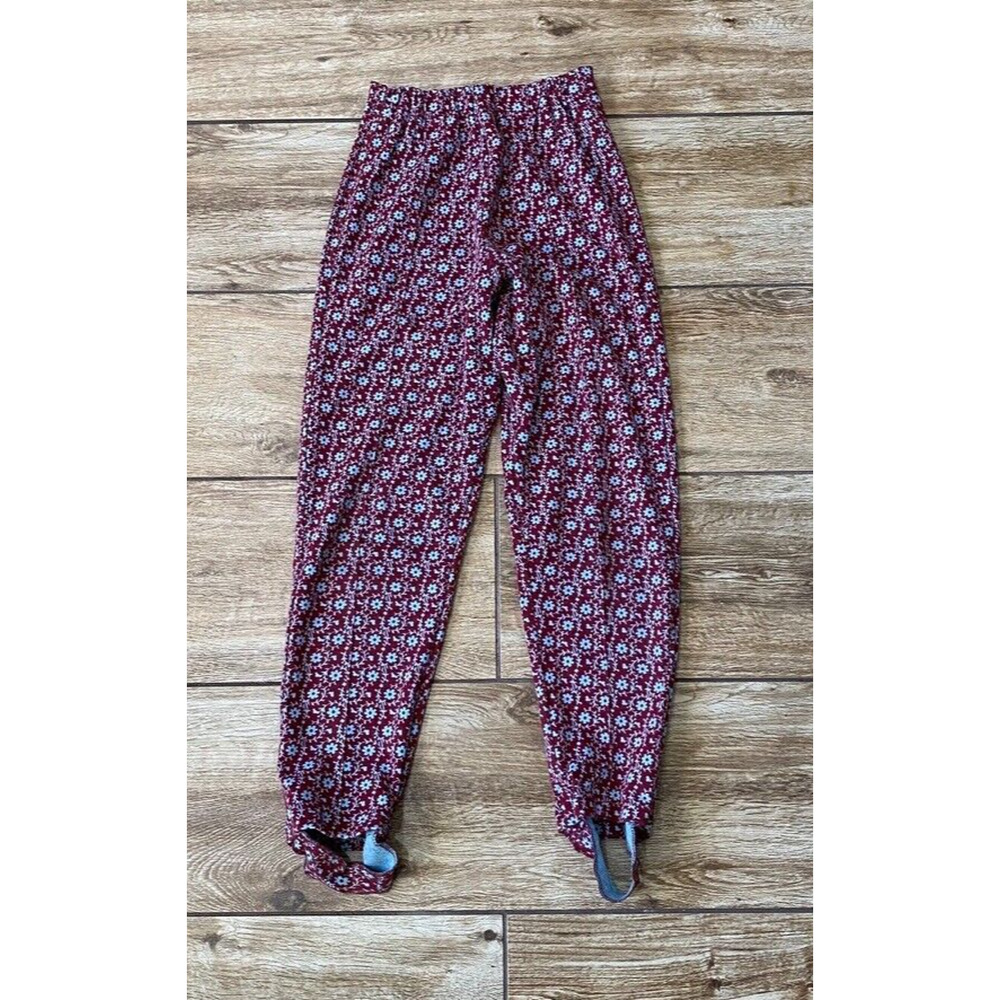 Vintage Floral Seamed Stirrup Pants Pull On Leggings Size 12